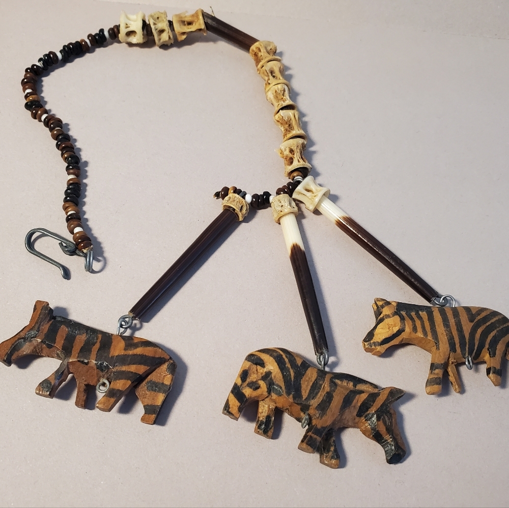 Native Tribal Wood Carved & Quill Animal Vehicle Suncatcher Charm